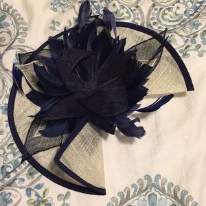 Navy and cream headpiece/fascinator